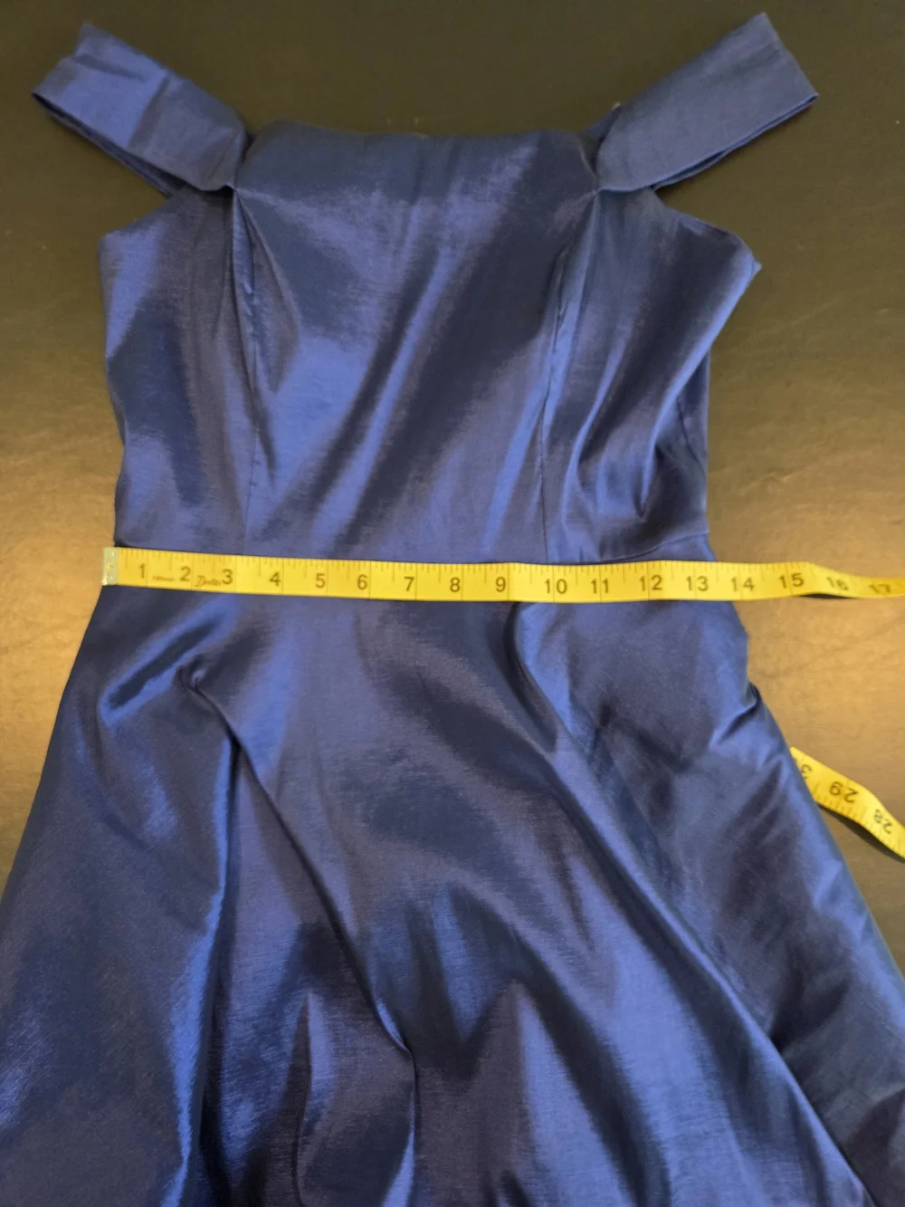 Midnight Doll Royal Blue Iridescent Fit & Flare Mini Dress Rhinestone Back Jr. 7 - Picture 9 of 13